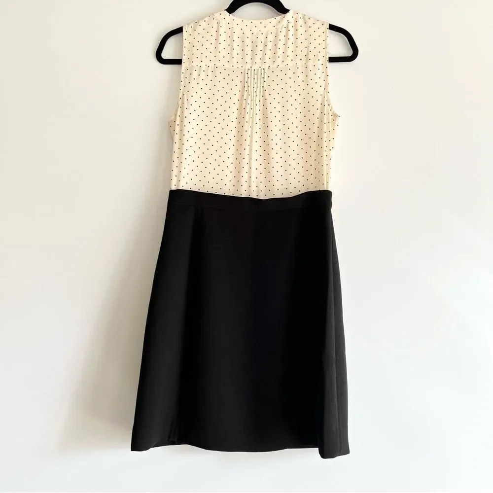 J. Crew Silk Sleeveless Vintage Polka Dot Cream and Black Skirt Dress Size 4